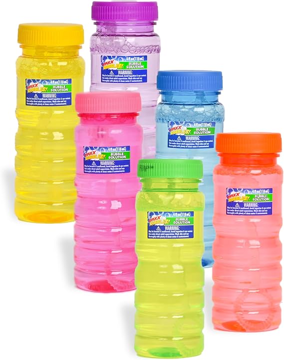 Sunny Days Maxx Bubbles 6 Pack - 4 oz Bottles, 6-Hole Wands - Ages 3+ | Plastic Construction, Easy Grip Design, Purified Micro-Filtered Water, Phthalate Free, Party Favors For Kids, 36 Months+