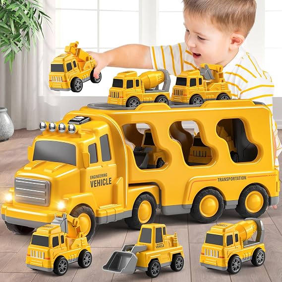 Beby Buty 5 in 1 Construction Trucks Cars Toys for Toddlers 3-5