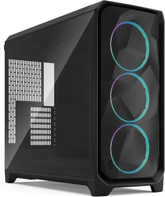 Fractal Design Meshify 3 XL Black RGB Tempered Glass Light Tint - High Airflow PC Gaming Case - Mesh Front Panel - Three ARGB Momentum 14 Gen 2 Fans Included - Spacious Interior - GPU up to 512mm