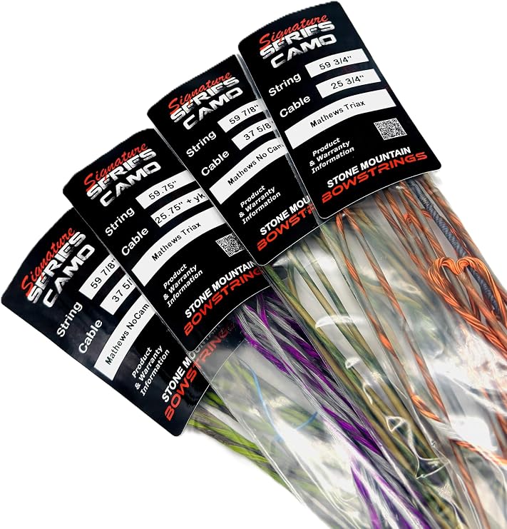 Replacement Bowtech Solution Bowstrings Signature Series Camo Bowstring Set Built from BCY 452Xtra HMPE for Max Enhanced Speed & Accuracy for Precision Shooting.