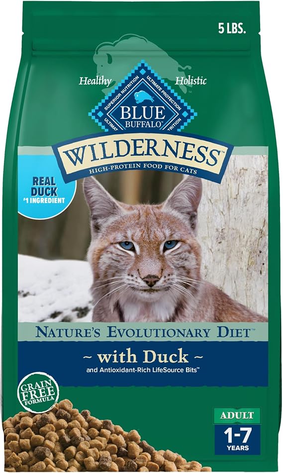 Blue Buffalo Wilderness Duck Adult Dry Cat Food, Grain-Free, 5 lb
