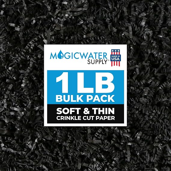 MagicWater Crinkle Cut Paper - Soft and Thin - 1 LB - Black