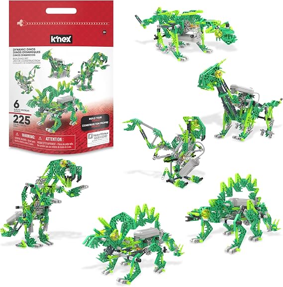 K'NEX Dynamic Dinos 6-in-1 Building Set - STEM Building Kit, Kid Construction, Creative Play Toy Ages 8+