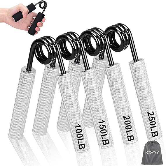 Metal Hand Grip Strengthener Set(100, 150, 200, 250lbs), Grip Strength Trainer, Crushing Grip Trainer, Pinch Grip Trainer, Forearm Exerciser, Gripper Fitness Equipment for Home Gym