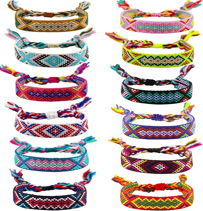 Woven Friendship Bracelets Adjustable Braided Bracelets Handmade Colorful Adjustable String Bracelets with a Sliding Knot Closure for Women