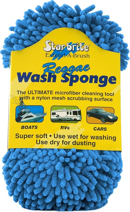 STAR BRITE Microfiber Reggae Sponge, Blue, Dual-Sided Scrubbing & Dusting