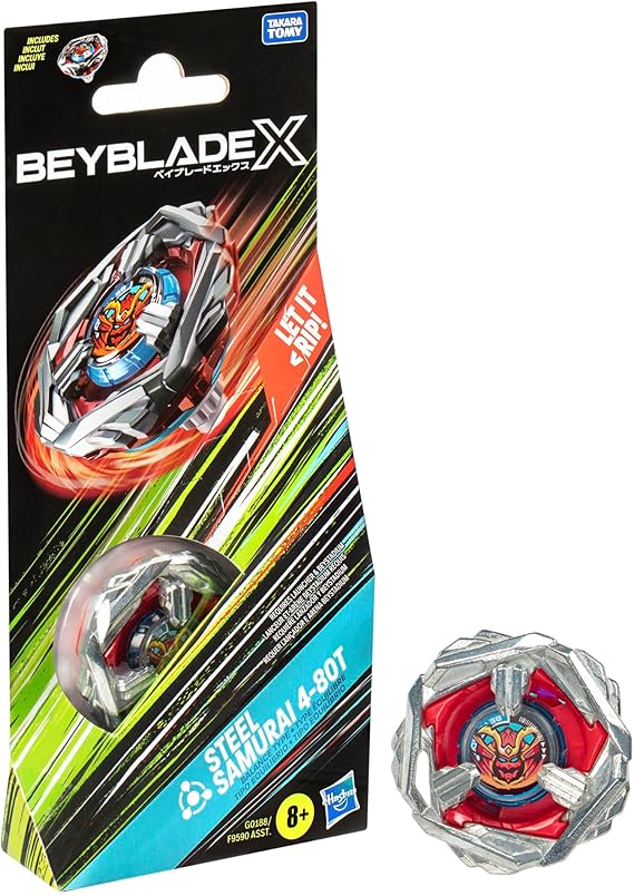 Beyblade X Steel Samurai 4-80T Booster Pack Set with Balance Type Right-Spinning Top; Battling Top Toys for 8 Year Old Boys and Girls