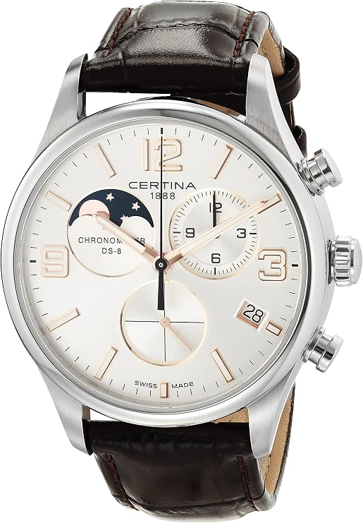 Certina, Mens, DS 8 Chronograph Moon Phase, Stainless Steel, Swiss Quartz Watch, C0334601603700