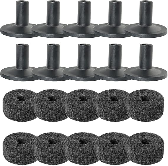 MEETOOT 10 Sets Cymbal Stand Felt Washer Kit Plastic Drum Cymbal Stand Sleeves Drum Accessories, Black