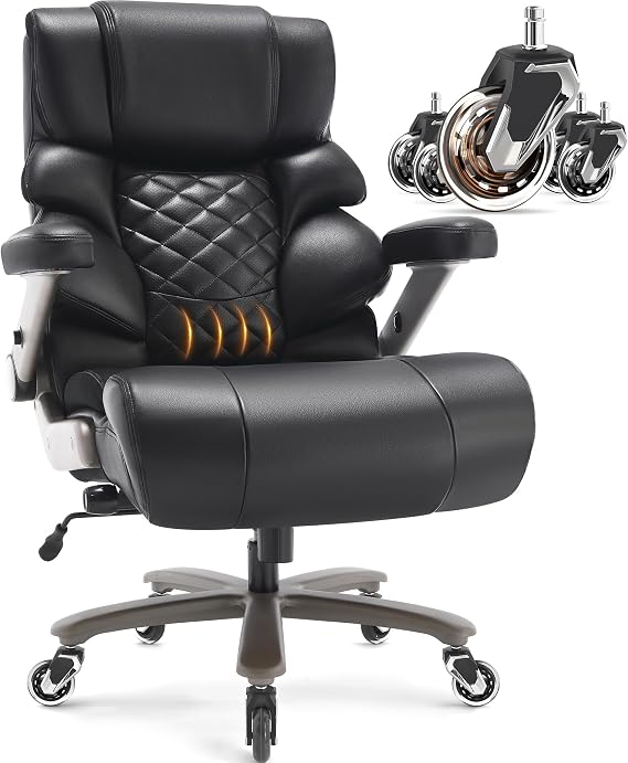 VUZI 700lbs Big and Tall Office Chair, Large Executive Leather Desk Chair