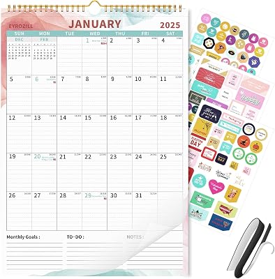Desk Calendar 2025-2026 12x17 with Lines, 2025 Calendar Monthly Wall Calendar from Jan 2025 to Jun 2026, Vertical Large Monthly Family Calendar 2025 for Wall, Calendario 2025