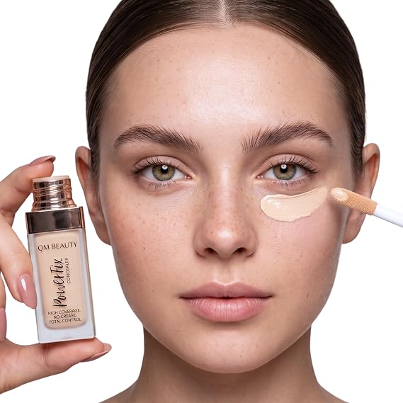 Powerfix Concealer, Under Eye Concealer, Full Coverage, Anti-Aging, Color Correcting, Covers Dark Circles & Blemishes, Long-Lasting, Hydrating-Ivory Silk