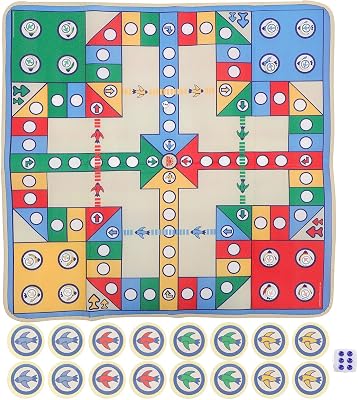 NUOBESTY Flying Chess Playmat Flying Checker Game Carpet Crawling Chess Mat Set with Plastic Chesses for Kids Play Educational Accessories
