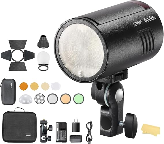 Godox AD100 Pro with AKR1 kit for Photography AD100pro Strobe Flash Light Portable 100Ws 2600mAh Battery 2.4G Wilreless X System 18000 HSS 0.01-1.5s Recycling 360 Full Power Flashes
