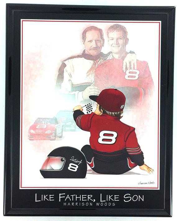 Nascar Dale Earnhardt Sr and Jr Print Artwork Framed F6592A