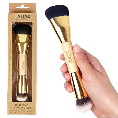 TADA Natural Beauty Makeup Brush - Kabuki Brush Blush Brush, Setting Powder Blush & Bronzer 2-in-1 Dual Brush