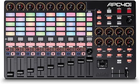 Akai Professional APC40 MKII - USB MIDI Controller for 1 to 1 Mapping with Ableton Live Lite with 5x8 Clip Launch Matrix, Knobs and Faders, Pro Software Suite Included