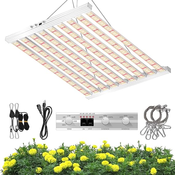 SZHLUX 620W LED Grow Light 46ft Daisy Chain Dimming Full Spectrum Grow Lights for Indoor Plants, Sunlight Plant Light for Seedling Veg and Bloom Commercial Growing lamp