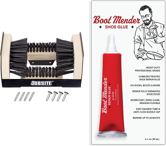 JobSite Boot Scrubber and Boot Mender Shoe Glue Bundle