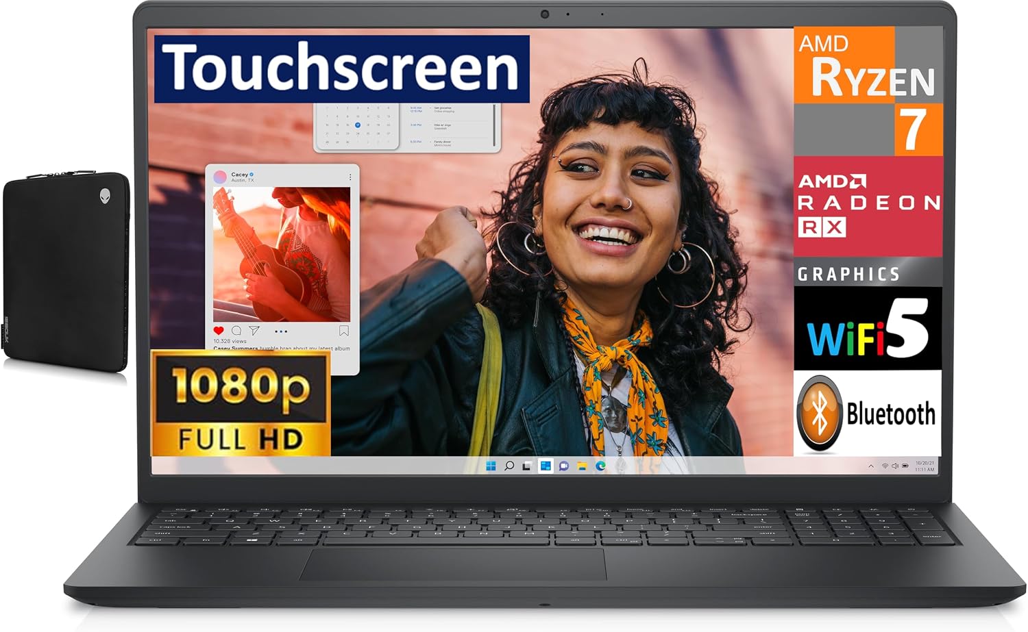 Dell Inspiron 3535 Business Laptop 15.6 Touchscreen FHD Display AMD Ryzen 7 7730U, 64GB DDR4, 1TB PCIe SSD, AMD Radeon, WiFi 5, Webcam, Bluetooth 5.0, Win 11 Home