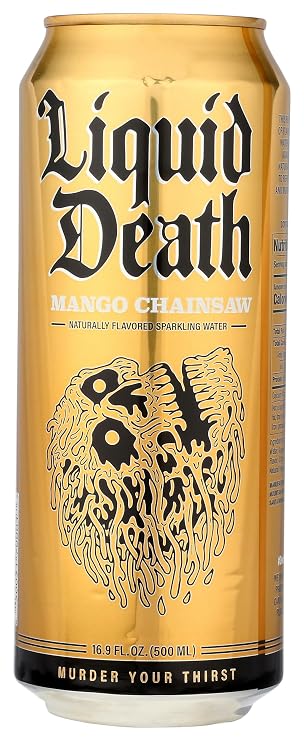 Liquid Death, Water Sparkling Mango Chainsaw Single, 16.9 Fl Oz