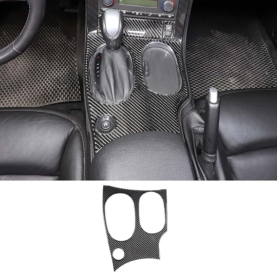 Gear Shift Panel Trim Cover Sticker Compatible with Chevy Corvette C6 2005-2013, Soft Carbon Fiber Gear Shifter Console Anti-Scratch Frame Cover Accessories (Carbon Fiber-Black)