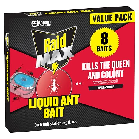 Raid MAX Liquid Ant Killer Baits, Indoor & Outdoor Use, 8 Count