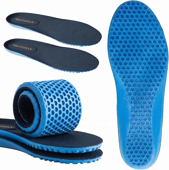 Meltonian Player, Contour PU Foam Insoles for Men and Women Soft Cushioned Replacement Trimmable Shoe Inserts with Honeycomb Shock Absorption, Breathable Top Cover, 8/9 Women