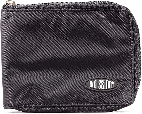 Big Skinny Men's Zippered Bi-Fold Slim Wallet, Holds Up to 25 Cards