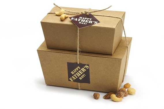 AvenueSweets - Fathers Day - 1.5 lb Gift Tower - Butter Cinnamon Almonds, Butter Toffee Peanuts and Mixed Nuts