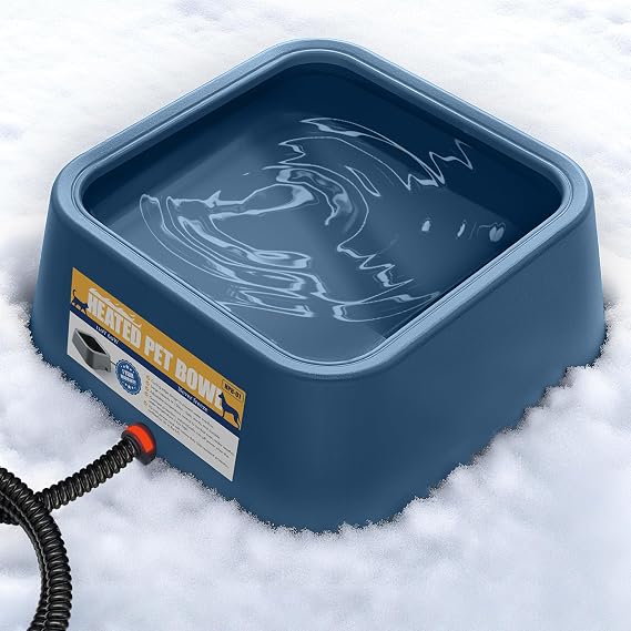 Heated Water Bowl for Dogs & Cats, 3.5L/120oz Large Heated Dog Bowl for Pets, Livestock & Outside Animal, Safe Anti-Tip Heated Pet Bowl for Indoor/Outdoor, Melts Ice, Wide Mouth, 25W, Blue