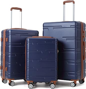 3 Piece Hardshell Luggage Set Expandable (20''/24''/28''), Suitcase Set 3pcs with TSA Locks, Lightweight Hardside Suitcase Set with Double Spinner Wheels