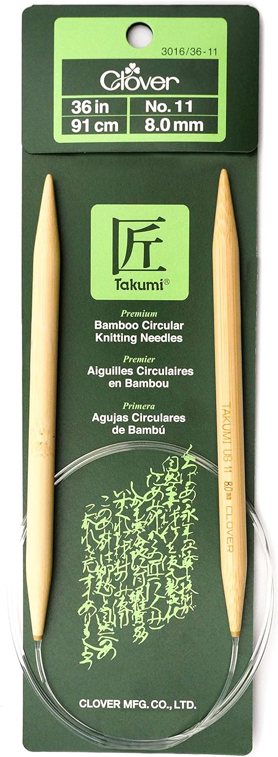 Clover Takumi Bamboo Circular 36-Inch Knitting Needles, Size 11