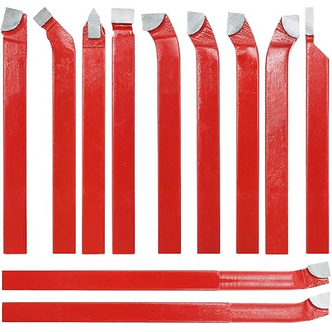 11 Pc 5/16" Carbide Tip Tipped Cutter Tool Bit Cutting Set for Metal | Suitable for Ordinary and CNC Lathe