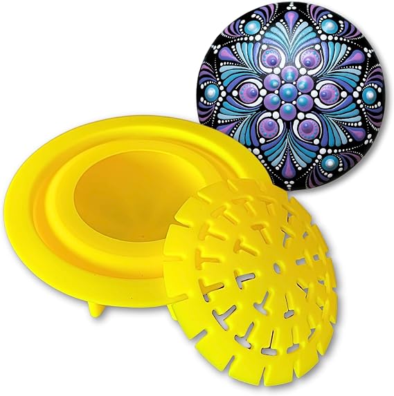 Silicone Mold for Making Stones with Dome Template - Design #3 by Happy Dotting Company - Round and Smooth for Dotting Rocks and Mandala Art DIY Crafts Painting Drawing - Gypsum and Cement Casting