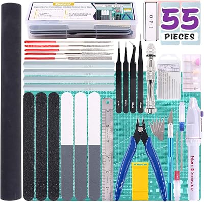 Swpeet 55Pcs Compatible for Gundam Modeler Basic Tools with Duty Plastic Container, Professional kit Replacement for Gundam Model Building Beginner Hobby Model Assemble Building