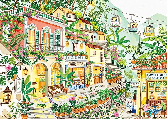 1000 Piece Puzzles for Adults - Beautiful Countryside - Jigsaw Puzzles for Adults 1000 Pieces Colorful Hillside Street Art Puzzle for Puzzle 1000 Piece Jigsaw Puzzles