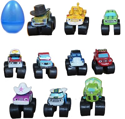 PARK AVE 12 Blaze and The Monster Machines Figures with Jumbo Egg Storage, 1-2 Tall Mini Figure Toys for Kids Deluxe Cupcake Cake Toppers Party Favor Decoration