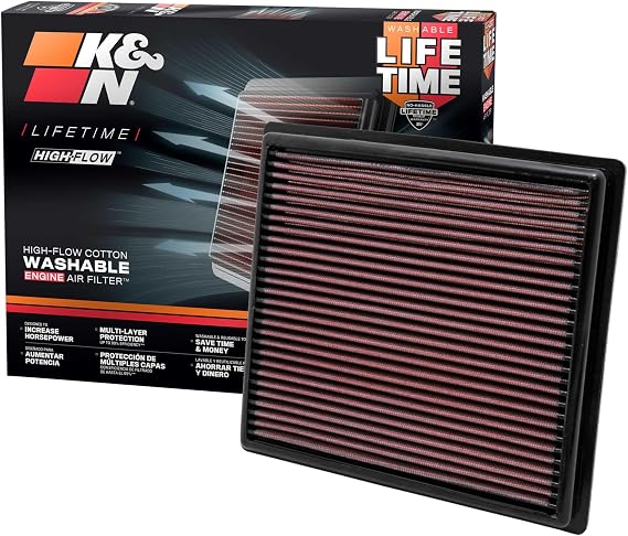 K&N High-Flow Original Lifetime Engine Air Filter: Increase Power: Premium, Washable: Compatible with 2010-2026 Toyota/Lexus/Mitsubishi/Fiat: (See Product Description for Select Models) 33-2443