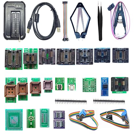 T48 Programmer for with Xgecu T48 (TL866-3G) 21 Adapters Support 34000+ ICS for SPI Nor NAND Flash EMMC BGA TSOP SOP PLCC EPROM Chip Writer Reader Socket