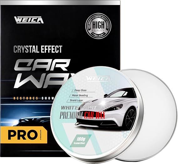 Car Wax for Light & Metallic Cars | White, Silver, Pearl | Anti-Yellowing Carnauba | 90 Water Beading & UV Shield