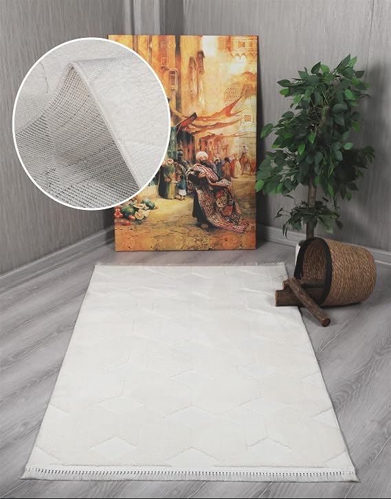 my evilla Modern Dekoratif Lara Dokuma Salon Oturma Odası Balkon Mutfak Halısı Koridor Halı Yolluk 9400A Krem 100 x 200