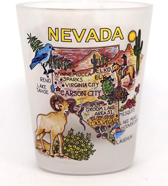 World By Shotglass Nevada Map Frosted Shot Glass