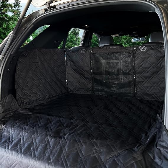 Bulldogology Premium SUV Cargo Liner Seat Cover for Dogs - Pet Trunk Cargo Cover Heavy Duty Durability, Waterproof, Nonslip Backing, Washable, with Bumper Flap Protection