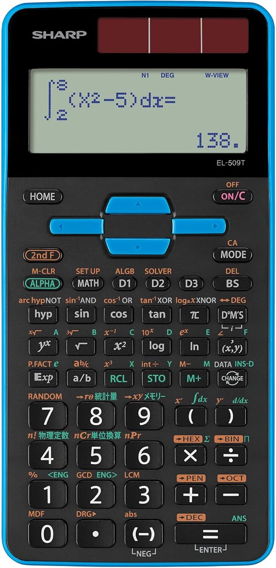 Sharp Pythagorean Function Calculator, Standard Model EL-509T-AX Blue