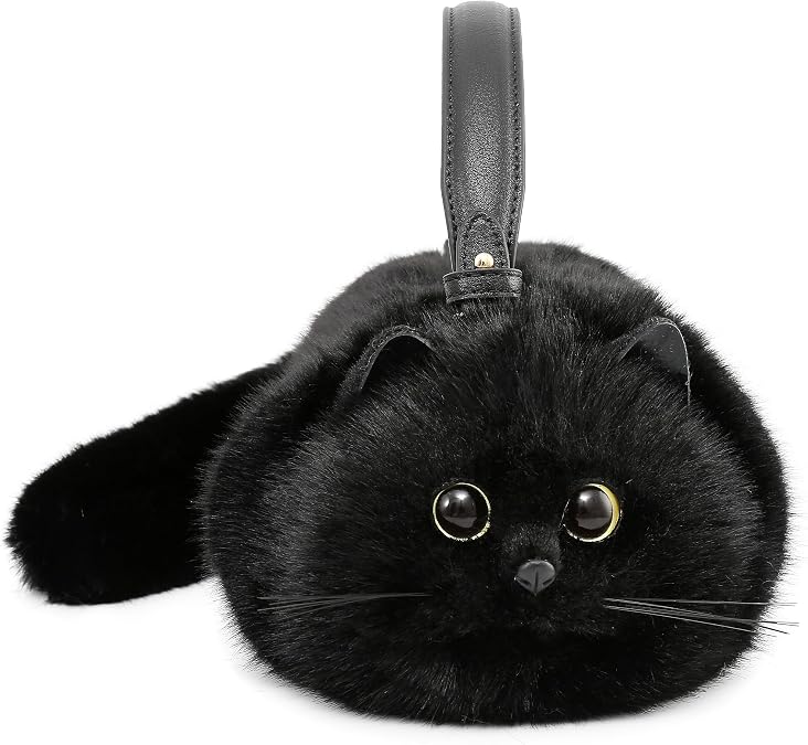 Handmade Black Shoulder Bag - Spacious Design Can Hold Phone - Presents for Black Cat Lovers