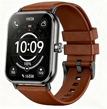 Smart Watch for Men Women, 1.85" HD Fitness Tracker with Bluetooth Calls, 5 ATM Waterproof, 130+ Sport Modes, 24/7 Heart Rate/Sleep Monitor, Pedometer, Calories, Smartwatch for Android iOS Brown