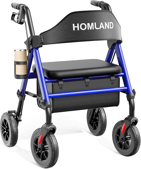 HOMLAND Foldable Rollator Walkers for Seniors with Seat, 17 lb Lightweight