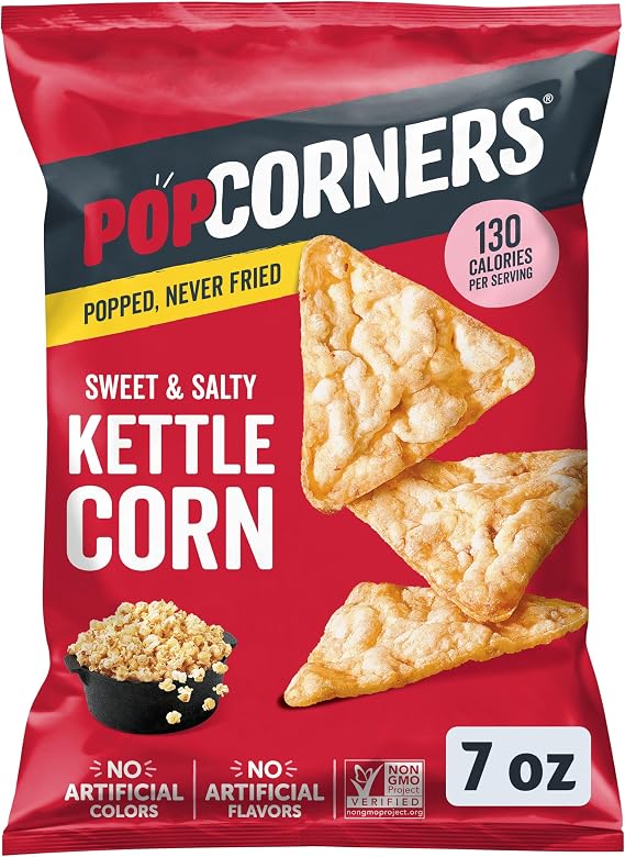 PopCorners Popped Corn Chips, Sweet & Salty Kettle Corn Popconers Paptocorn Chips, Sweet & Salty Kettle, 7.7 oz