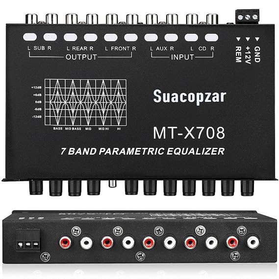 7 Band Car Audio Equalizer, Audio Output for Car Boat RV RTV Motorcycle